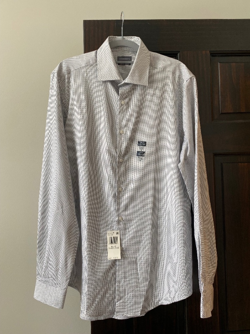 NWT Van Heusen Slim Fit Stretch Dress Shirt Mens 15-15.5 34/35 White Black